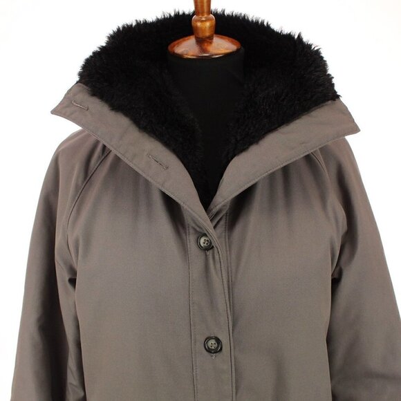 London Fog Womens Trench Coat Jacket Black Thick Faux Fur Lined Gray Sz 8 Reg - Picture 5 of 9